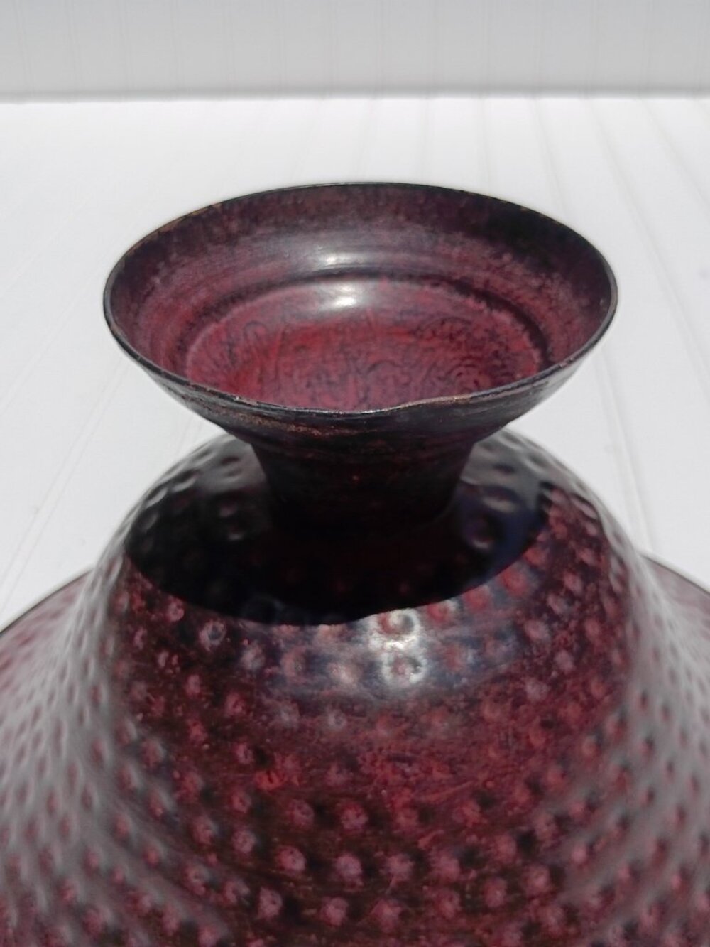 Vintage Hammered Metal Pedestal Bowl 12.5" Large Centerpiece Footed Dish Planter - Picture 10 of 14